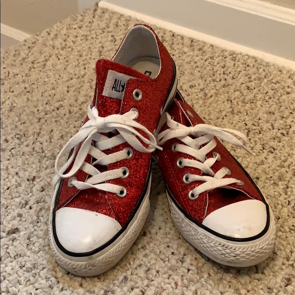 Red Glitter Converse All Star Sneakers